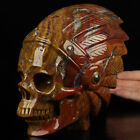 5,9 pouces agate indienne sculptée à la main cristal sculpture crâne indien, guérison