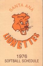 1976 Santa Ana Lionettes Softball Schedule jh62