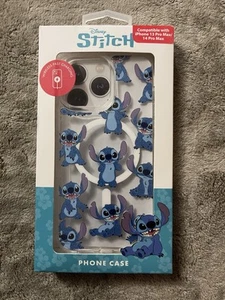 DISNEY Stitch Glitter iPhone Case 12/13/14 Pro Max Cell Phone Fast Charging Mag - Picture 1 of 1