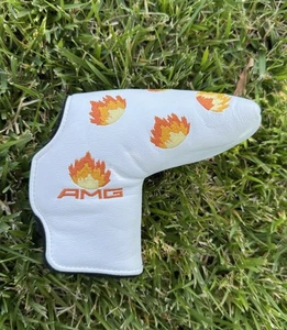 Cubierta de cabeza de putter AM&E Mercedes AMG Fire de cuero blanco/naranja - Imagen 1 de 5
