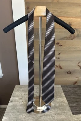 AUTHENTICATED Giorgio Armani Brown Purple Striped Silk Suit Tie Designer Men's - Image 1 of 4