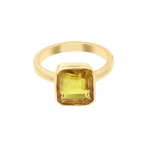 Natürlicher gelber Saphir Edelstein Solitär Verlobungsring 10 Karat Gelbgold M251 - Bild 1 von 4