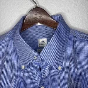 Peter Millar Nanoluxe Blue Cotton Button Front Shirt Large - Picture 1 of 24