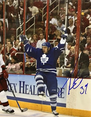 ¡Foto 8x10 firmada por Travis VERDE! Toronto Maple Leafs ¡LEYENDA! ¡Coach!  Con certificado de autenticidad Foto 1 de 2