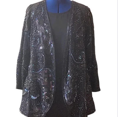 DIANE FREIS Vintage Silk Hand-Made Sequin Butterfly Jacket Xmas Holidays ($495) - Image 1 of 4