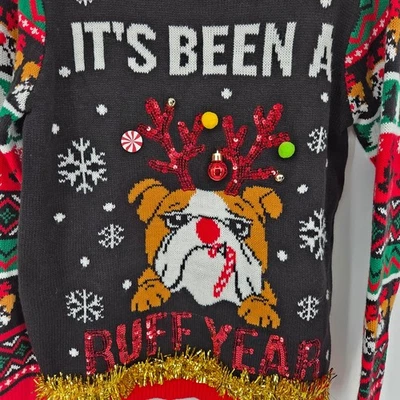 Suéter No Boundaries Mujer Feo Navidad Perro Bulldog It's Been A Ruff Año L Foto 1 de 4