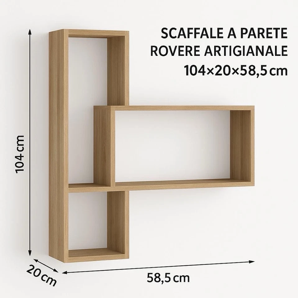 Scaffale a Parete “Linea” em Rovere Artigianale – Design Moderno e Vertico - Imagem 1 de 1