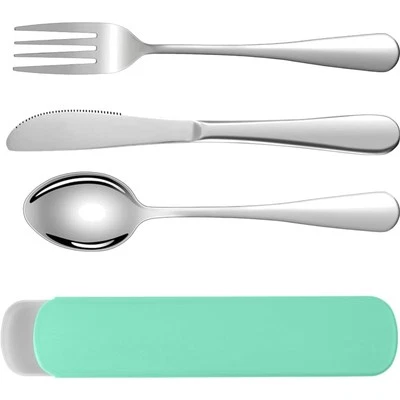 Campingbesteck Edelstahl 4 Stück Reisebesteck Sporketui Outdoor Schule - Bild 1 von 2