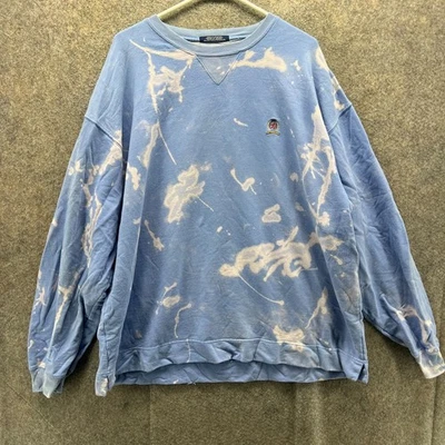 Pulôver masculino vintage Tommy Hilfiger XL azul lã moletom gola redonda anos 90 - Imagem 1 de 4