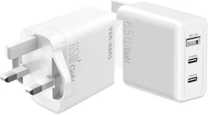 65W USB-C Fast Charger UK Plug – 3-Port PD & QC Wall Adapter for MacBook iPhone - Picture 1 of 7