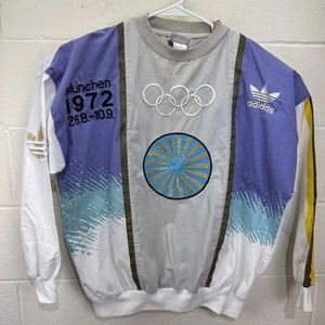 Vtg Adidas Olympics Munchen 1972 Stockholm 1912 Crewneck Sweatshirt Medium Shirt - Picture 1 of 24