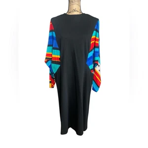80’s vintage Yolanda Lorente hand painted silk wool shift dress bright artsy - Picture 1 of 11