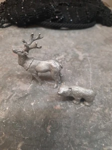 pewter figurines stagg and bear is stamped spoon pew - Picture 1 of 9