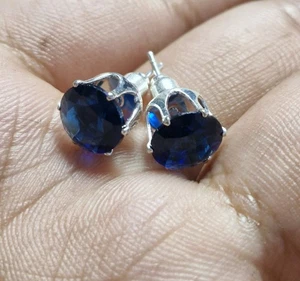 Elegante pendiente de plata esterlina con piedras preciosas curativas de tanzanita joyería hecha a mano - Imagen 1 de 6