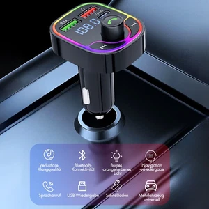 Trasmettitore FM Bluetooth 5.0 Radio USB MP3 Caricabatteria Auto Accendisigari - Foto 1 di 20