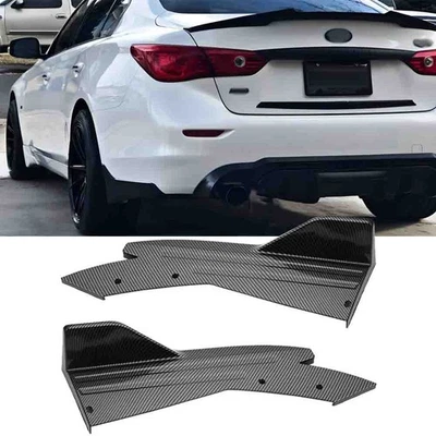 For Infiniti Q50 Q60 Rear Bumper Spoiler Splitter Lip Diffuser Carbon Fiber Look Foto 1 de 4