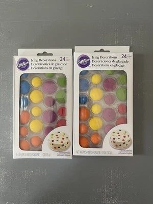 2 Pack candy dots Icing Decorations Wilton NEW edible cupcake cake topper - Image 1 of 4