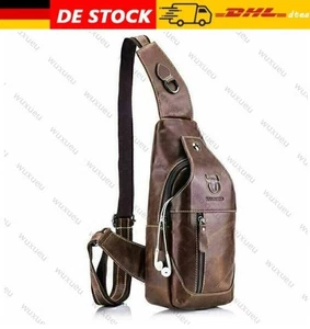 Herren Sling Bag Brusttasche Echtes Leder Brusttasche Schultertasche Rucksack DE - Bild 1 von 10