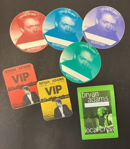 Bryan Adams Backstage Pässe 7 Satin Stoff Aufkleber Pässe BLOWOUT SALE!! - Bild 1 von 2