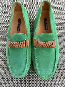 Ralph Lauren Collection Italy Purple Label Green Suede Lada Loafers Flats Sz 8 - Picture 1 of 24