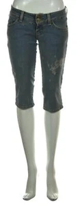 Fractal Womens Jeans Size 2 Blue Medium Wash Distressed Capri Denim Cotton - Picture 1 of 6