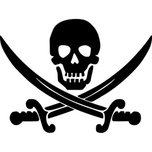 (2) 3" Vinyl Decals - Jolly Roger Pirate Skull and Sword - Picture 1 of 3