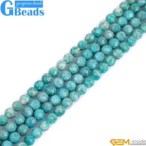 Cuentas redondas de piedra facetada amazonita rusa verde natural envío gratuito 15" 8 mm - Imagen 1 de 5