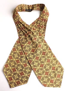 Vintage TOOTAL Black Label 1950s 1960s Cravat Ascot Yellow Claret Black Design - Picture 1 of 8
