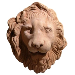 Testa di Leone Pannello Decorativo da Parete in Terracotta Italiana H 40cm - Photo 1 sur 4