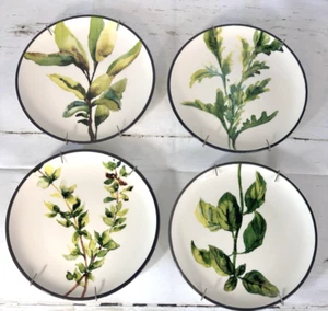 Crate & Barrel SET 4 Botanical Leaf Keramik 7,75" Salatteller Portugal Aufhänger - Bild 1 von 10