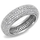 Ladies Full Eternity Band Ring Pave Cz Silver Rhodium Sparkling 3w1273 Size R 9