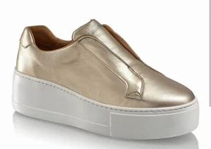 Russell And Bromley Women's Gold Flatform Loafer Size 4 - Picture 1 of 3