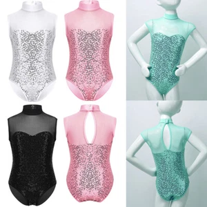 Girls Ballet Dance Leotard Gymnastics Dancewear Costume Kids Sequins Bodysuits - Picture 1 of 35