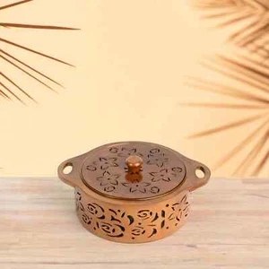 KS MART Wooden Chapati Hot Pot | Steel Inside | Round Shape | Brown Finish | - Picture 1 of 7