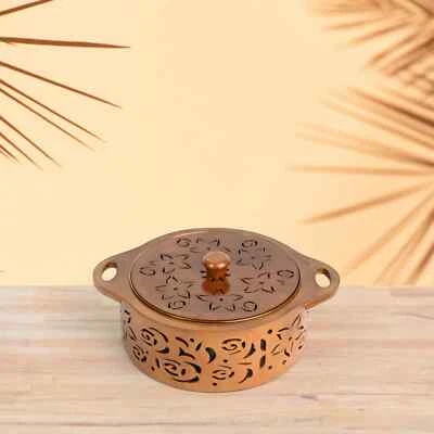 KS MART Wooden Chapati Hot Pot | Steel Inside | Round Shape | Brown Finish | - Image 1 of 4
