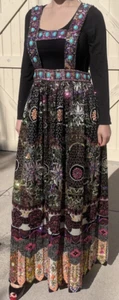 RETRO VINTAGE EMBELLISHED TIKI / FLORAL OVERALL DRESS BY SAKS FIFTH AVENUE - Picture 1 of 18