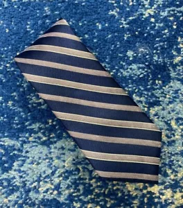 Corbata hecha a mano The Tie Bar Azul Wisteria Plateado Sesgo Rayas Lino Seda - Imagen 1 de 5
