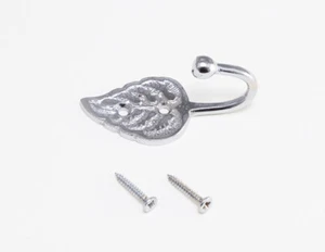 New 3 Pairs Of Leaf Style Tie Back Curtain Tidy Hold Hooks CP Chrome Plated - On - Picture 1 of 1