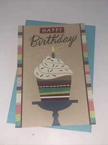 Hallmark Birthday Card: Blue Cupcake Candle May Lots Of Wishes Come True For You - Picture 1 of 5
