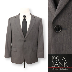 JOS A BANK SIGNATURE mens gray herringbone sport coat suit jacket blazer 42S