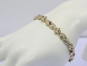 ♦♦ Armband in 9 kt 9k 375 er Gelb Gold mit bunten Edelsteinen L 18,5 cm Armreif - Bild 1 von 13