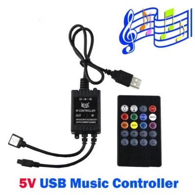 5V USB Music IR Controller 20 key Remote Sound Sensor For 5050 RGB LED Strip - Image 1 of 4