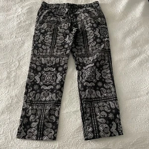 PacSun Black Paisley Drawstring Pants Large - Picture 1 of 9