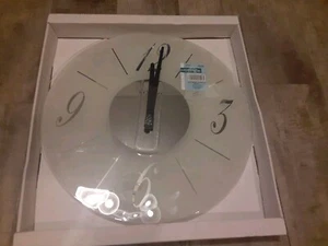 NeXtime Wall Clock, 15"W x 15"H Frosted Glass with silver numbers - Picture 1 of 1
