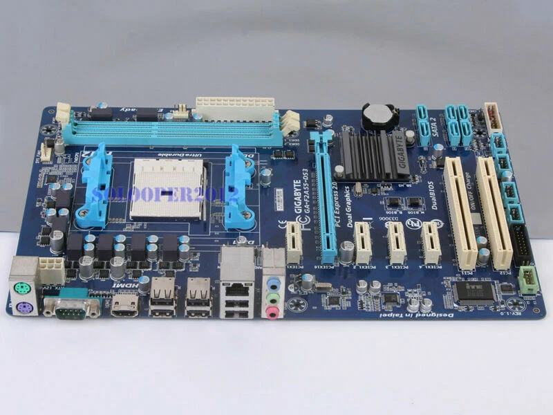 GIGABYTE GA-F2A55-DS3 Socket FM2 Motherboard AMD A55 DDR3 ATX HDMI SATA 3Gb/s - Image 1 of 4