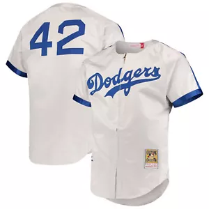 Men's Mitchell & Ness Jackie Robinson Gray Brooklyn Dodgers Cooperstown - Picture 1 of 3