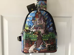 Set 2 Mochila Castillo BELLE La Bella y la Bestia Disney Loungefly Nueva y Estuche para Tarjetas - Imagen 1 de 4