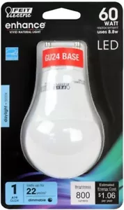NEW Qty (4) Feit Electric 60-Watt Vivid Natural Light LED A19 Bulb GU24 Base 60W - Picture 1 of 9