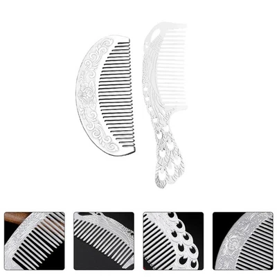 2 pcs hollow-out pettine pettine sanitario pratico (argento) - Immagine 1 di 4