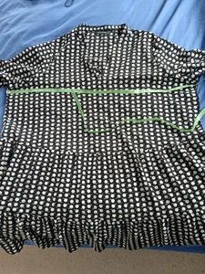 DUNNES LOVELY BLACK W/ WHITE RED DOTS TIERED LONG TUNIC SHORT DRESS SZ 22-24 - Picture 1 of 16